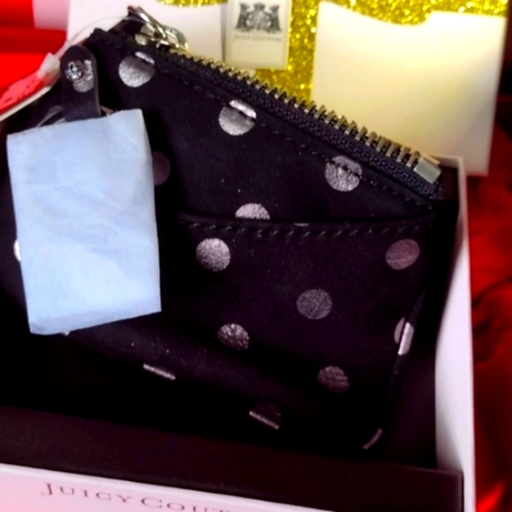 Juicy Holidays ✨ SILVER Polka Dot Suede Leather Wa - Picture 10 of 13